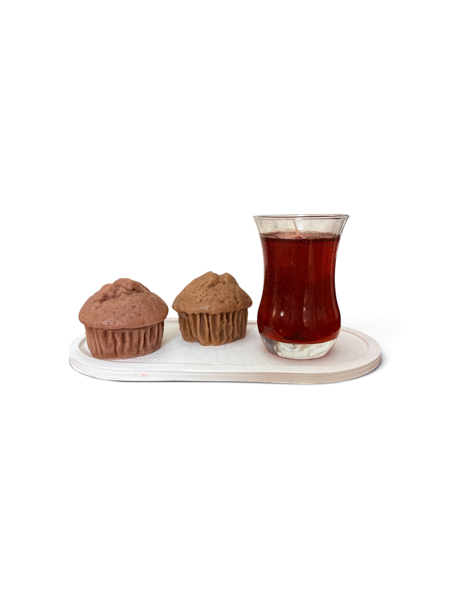 شمع دستساز مدل چای و کیک یزدی با عطر وانیل